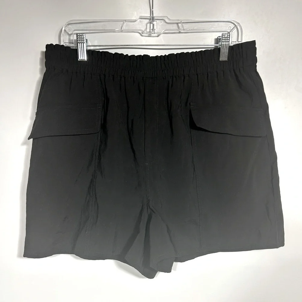 NEW Madewell Pull-On Cargo Shorts in Softdrape Size L Black